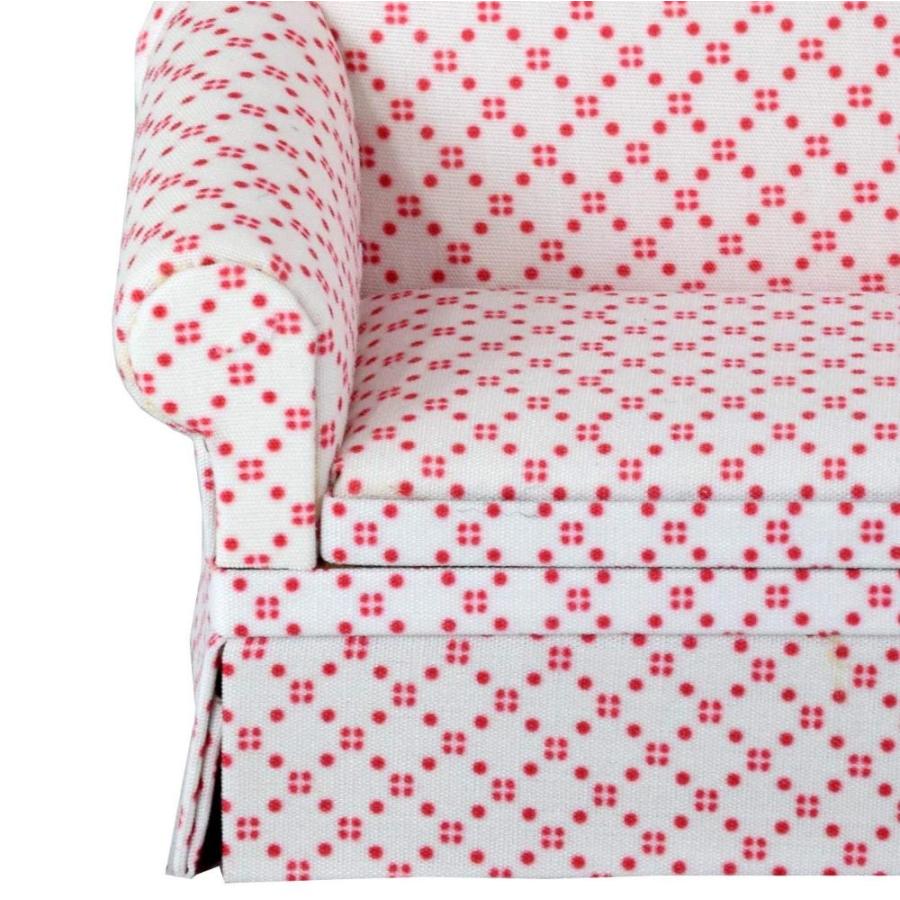 (White Red Dots) Inusitus Miniature Dollhouse Sofa Arm Chair Dolls Hous