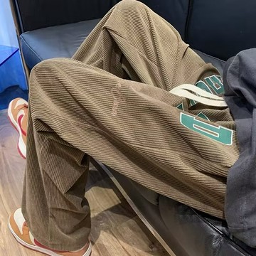 ✨ 好喝到咩噗茶 ✨ 美式燈芯絨褲子 休閑褲 男冬季加絨重磅休閑褲 潮牌秋冬款直通闊腿男褲