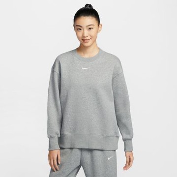NIKE 長袖上衣 女 大學T 寬鬆 AS W NSW PHNX FLC OS LONG CRE 灰 FZ4271-063