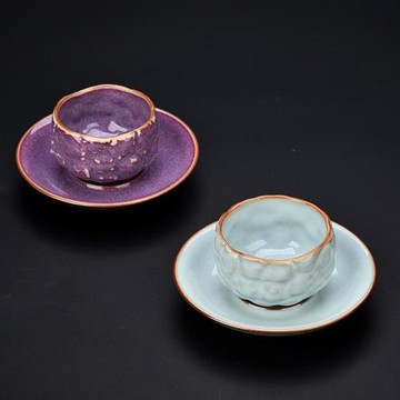 五大名窯茶杯陶瓷功夫茶具帶杯碟主人杯汝窯鈞窯茶杯品茗杯家用