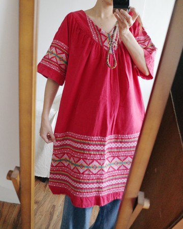 Vintage 瓜地馬拉手織布手工刺繡洋裝