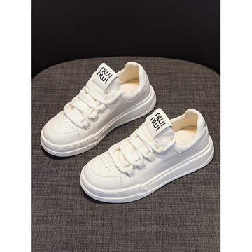 真皮小白鞋女超火爆款2025年新款厚底百搭網紅板鞋運動白色休閑鞋