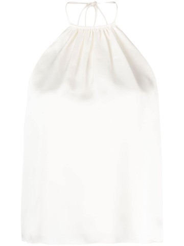 alice + olivia - gathered-neck open-back top - women - Polyester/Elastane/Polyester - L - White