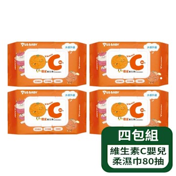 【優生】(新包裝)維生素C嬰兒柔濕巾80抽(含蓋) - 4包組