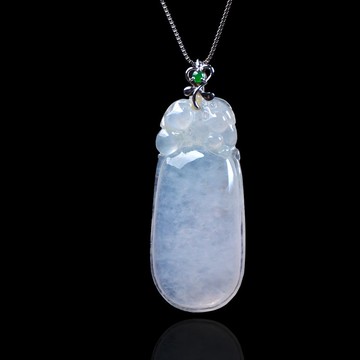 冰種翡翠貔貅福瓜項鍊 18K金鑽石 | 天然緬甸翡翠A貨 | 送禮