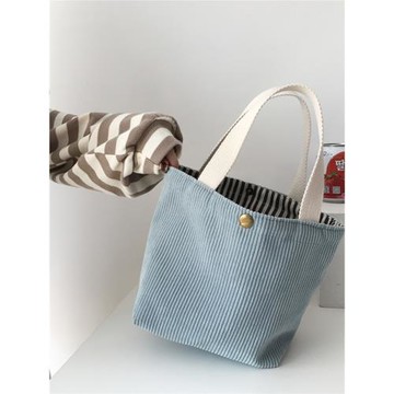 日韓chic百搭小包包手拎化妝包燈芯絨便當袋小手提包帶飯包簡約