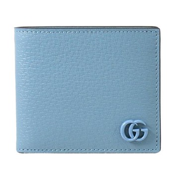 GUCCI 428726 經典GG LOGO八卡對開短夾.天藍