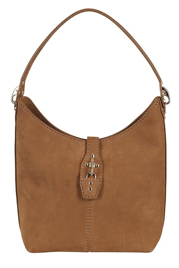 Fay Exposed Stitch Logo Detail Velvet Shoulder Bag