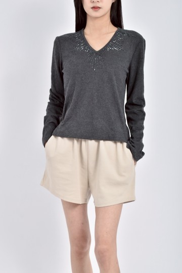 (S) zelda珠珠裝飾灰色長袖上衣