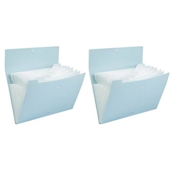 Deli 索引文件袋 8格風琴夾  2個  淡藍色