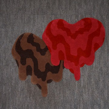 日本製 手工簇絨地墊 融化的心