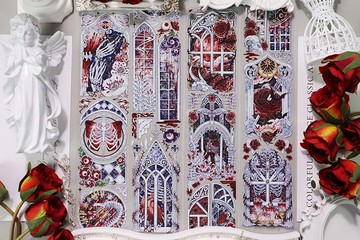 OKMT新七天原創社團咕卡貼紙PET手帳手賬膠帶哥特暗黑風 暗黑哥特