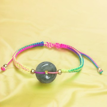 【願‧平安】飄烏雞平安扣編織手鍊 | 天然緬甸A貨翡翠 | 送禮