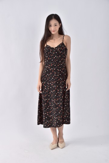 (S) 【Jenny林紅禎私服】shein碎花無袖黑色洋裝