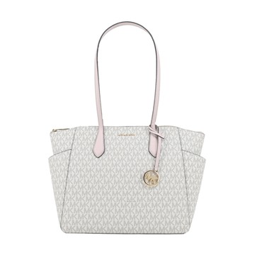 Michael Kors MARILYN 素面防刮皮雙口帶肩背包(粉)