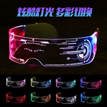 9/16🔥led科幻髮光眼鏡未來科技感眼鏡網紅拍照蹦迪賽博朋克兒童護目鏡