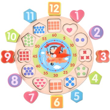 滴答滴答木製圖形時鐘拼圖組  1個  隨機出貨