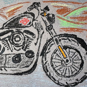 摩托車繪畫哈雷戴維森 Sportster 原創藝術密爾瓦基威斯康辛州