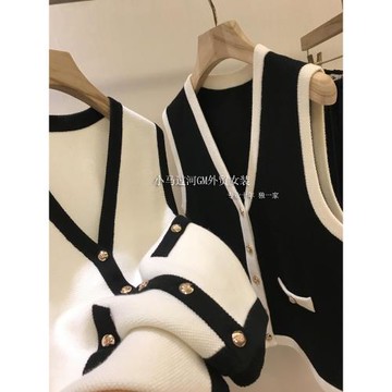 輕奢款，好穿不挑人！！重磅澳洲美麗諾小香風撞色針織馬甲女