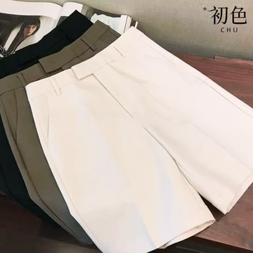 初色 休閒西裝直筒五分短褲-共3色-69645(M-2XL可選)