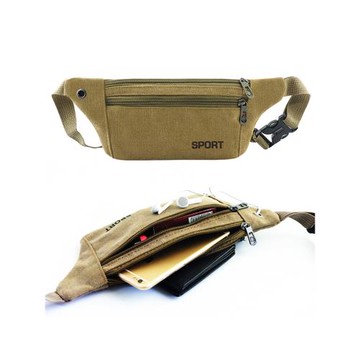新款戶外運動跑步腰包男女多功能帆布貼身手機包防水薄款斜挎胸包