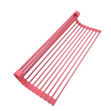 矽銀抗菌瀝水架(52*33公分)-粉紅色