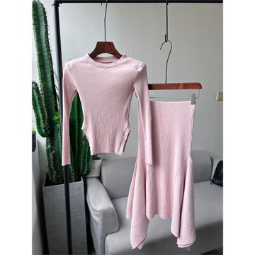 現貨~ 韓國東大門 dolly213 修身高腰 不規則半身裙兩件套套裝