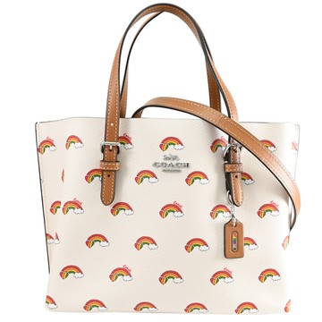 COACH CK373 MOLLIE 愛心彩虹印花手提兩用包.咖邊