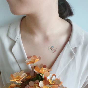 字母花-2入紋身貼紙 原創手繪設計