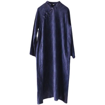 清倉撿漏~新中式復古盤扣棉麻連衣裙氣質改良旗袍長袖亞麻長裙子