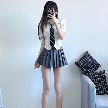 【桃園出貨🔥】2025學院風短款襯衫女修身襯衣領帶收腰上衣搭配百褶裙jk製服套裝