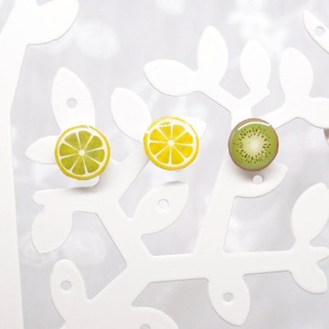 Fox Garden 手作 檸檬.萊姆.奇異果  耳環/耳針/耳釘/耳夾  聖誕禮物 交換禮物  **若無指定一律以透明耳夾出貨**