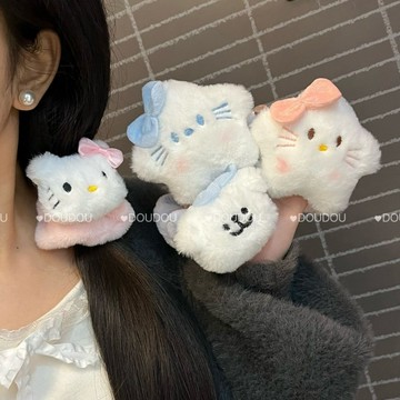可愛髮圈🎀 蝴蝶結毛絨星星kitty線條小狗髮圈玩偶公仔大腸學生可愛頭繩髮飾 kitty髮飾 髮圈蝴蝶結  綁頭髮髮圈