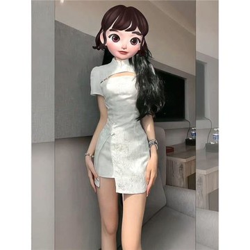 旗袍改良2025年新款夏季甜辣風絕美辣妹包臀顯瘦連衣裙子短裙女