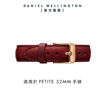 【Daniel Wellington】DW 錶帶 Petite Suffolk 14mm 經典紅真皮錶帶-玫瑰金框