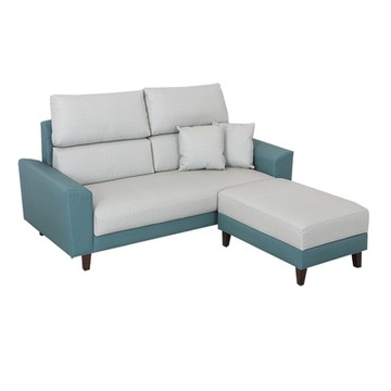 文創集 提拉雙色貓抓皮革小L型沙發組合(三人座＋椅凳組合)-198x180x98cm免組