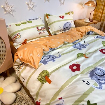 新款植物羊絨棉四件套床上用品床單款被套網紅簡約宿舍三件套