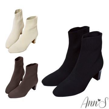 Ann’S筷子腿3.0美度再升級!貼腿彈力飛織微方頭扁跟瘦小腿襪靴6.5cm-3色