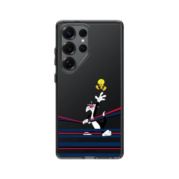 Galaxy S25 Ultra Clear 酷墨灰 - 樂一通 Looney Tunes - 線條系列-崔弟與傻大貓