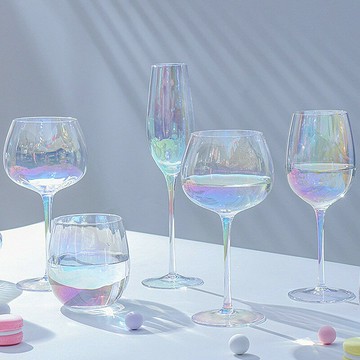 英國輕奢LS珍珠玻璃紅酒杯高腳杯子漸變色葡萄酒杯香檳杯家用禮物