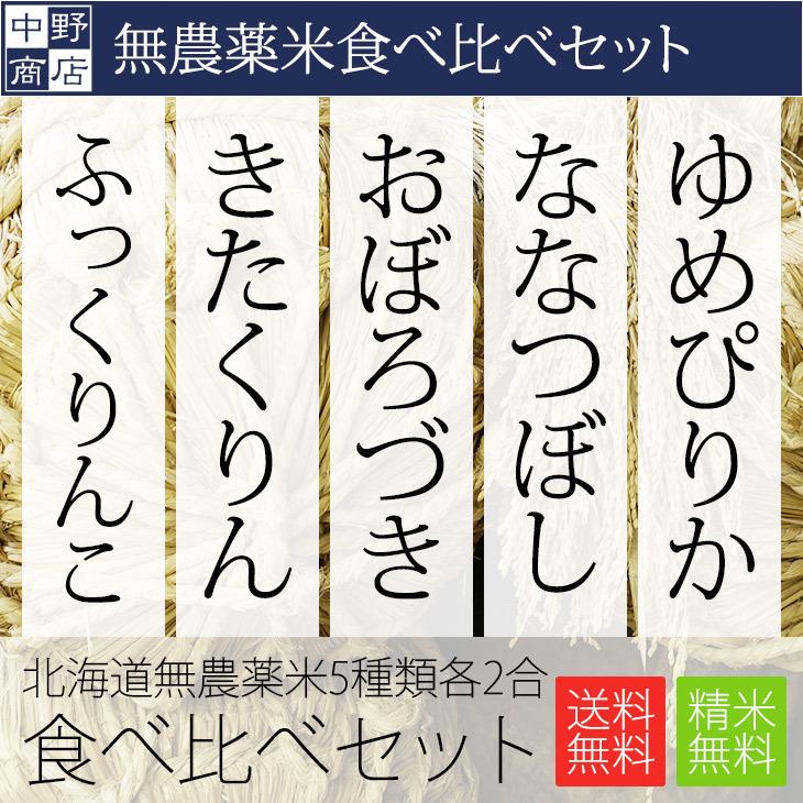 新米 令和５年度産 お米 10合 ゆめぴりか ななつぼし おぼろづき きたくりん ふっくりんこ 北海道産 無農薬米 お試しサイズ 食べ比べセット メール便