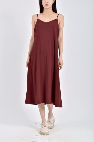 (XS（含）以下) uniqlo細肩帶酒紅色洋裝