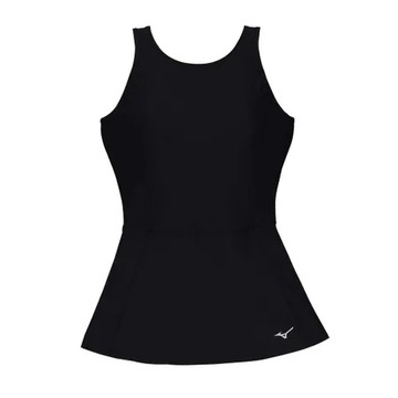 MIZUNO 女連身裙泳衣-泳裝 游泳 海邊 戲水 黑銀