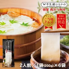 ひもかわ うどん こだわり特製肉汁つゆ付 200g×6袋 ギフトセット