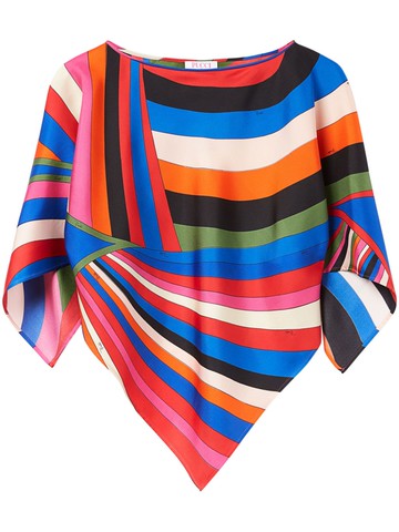 PUCCI - Iride-print asymmetric silk blouse - women - Silk - One Size - Blue