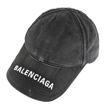 BALENCIAGA 巴黎世家 617160 電繡LOGO水洗感丹寧棉質棒球帽.黑