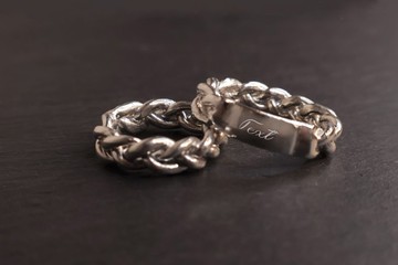 手感麻花 純銀手工戒指 可雷射刻字