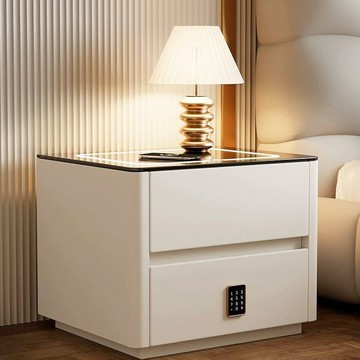 智能床頭柜落地無線充電多功能指紋鎖實木簡約現代輕奢床邊柜子