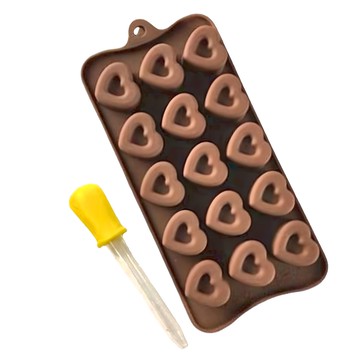 Betty's 焙蒂絲 正反兩用心型15連矽膠模  咖啡色  1個