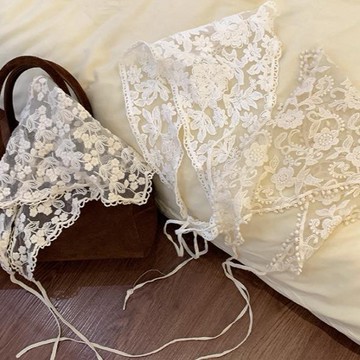 🔥2件9折🍊台北出貨🍊可開發票 法式氛圍感蕾絲頭巾甜美可愛田園風三角巾春夏海邊度假拍照頭飾發